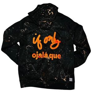 IF ONLY LIMITED EDITION Orange Ojala Que Paint Color Splatter Black Hoodie